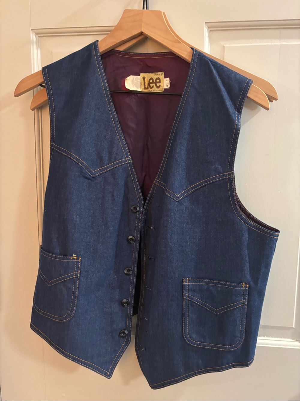 Vintage Lee Men's Indigo Denim Button Vest